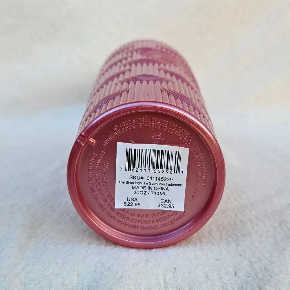 Starbucks Dusty Rose Pink Shimmer Shell Mermaid Scales Tumbler 24oz